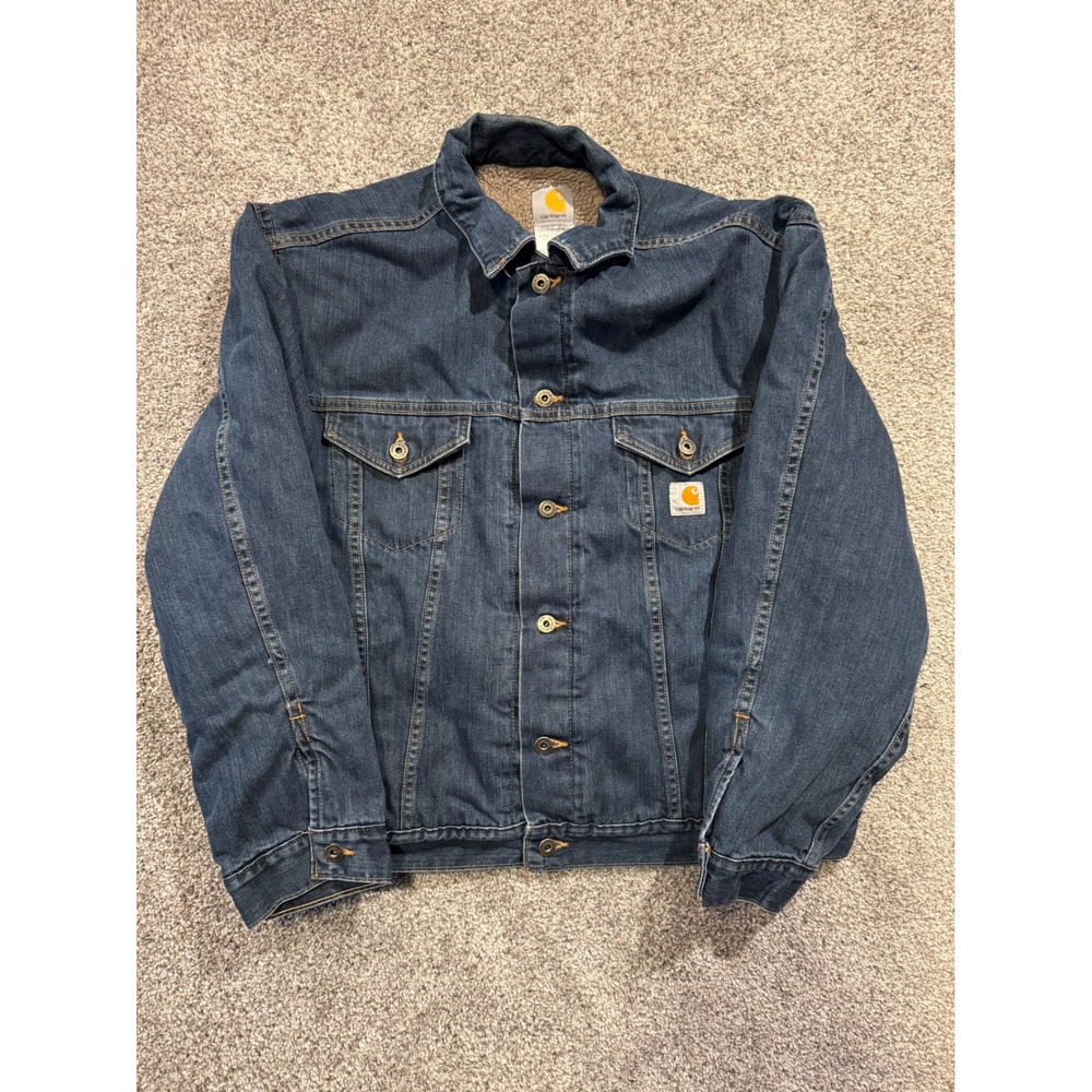 Carhartt Denim Jacket Sherpa Lined Blanket Western Menswear‎ Jean 2XL 2XG